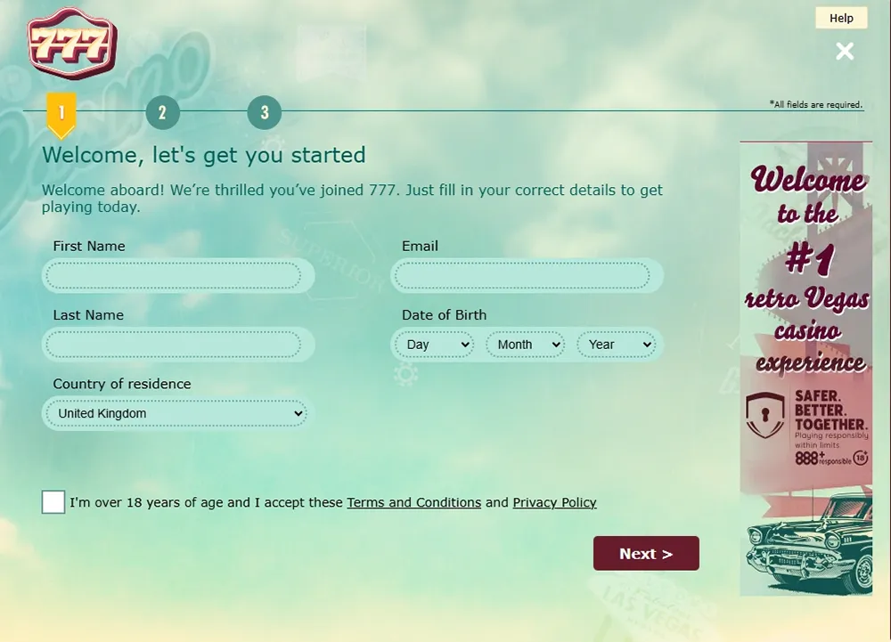 How to register at 777 Casino